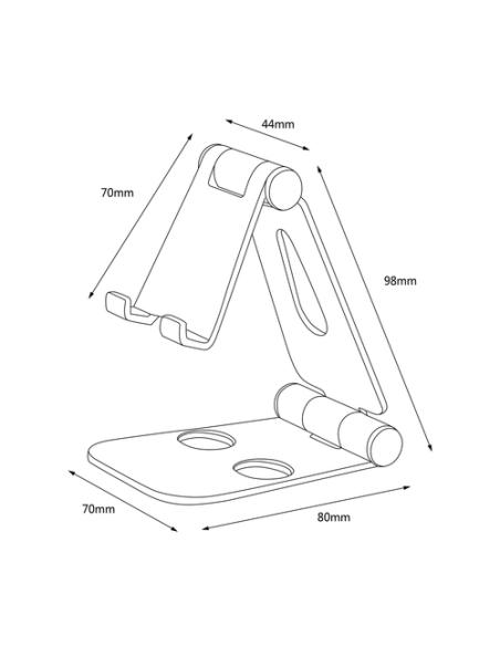 AISENS Soporte De Sobremesa Tamaño M Ajustable (2 Pivotes) Para Movil / Tablet, Gris