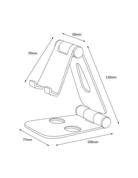 AISENS Soporte De Sobremesa Tamaño XL Ajustable (2 Pivotes) Para Movil / Tablet, Negro