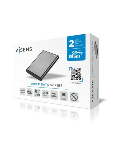 AISENS Caja Externa 2.5" ASE-2525GR 9.5mm SATA A USB 3.0 / USB 3.1 Gen1, Gris