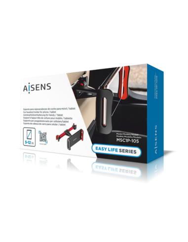 AISENS Soporte Coche Ajustable (1 Pivote) Para Reposacabezas Para Telefono / Tablet, Rojo
