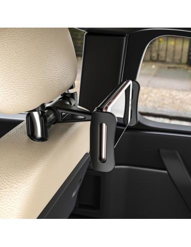 AISENS Soporte Coche Ajustable (1 Pivote) Para Reposacabezas Para Telefono / Tablet, Negro