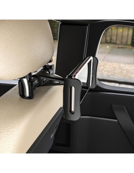 AISENS Soporte Coche Ajustable (1 Pivote) Para Reposacabezas Para Telefono / Tablet, Negro