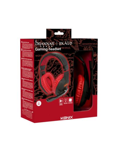 Konix Drakkar 61881187304 auricular y casco Auriculares Alámbrico Diadema Juego Negro, Rojo