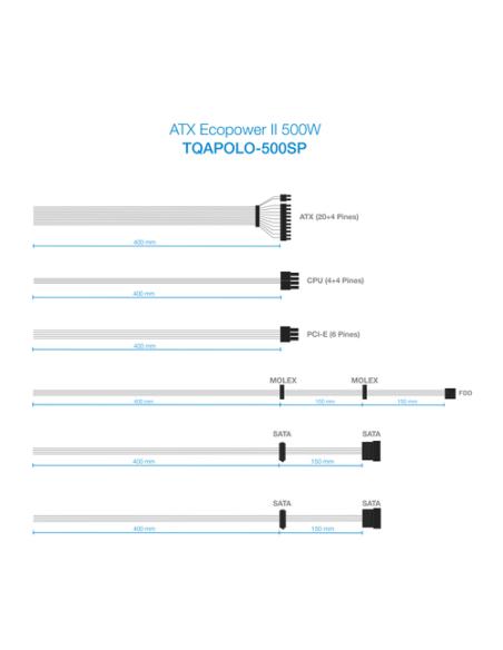 TooQ TQAPOLO-500SP unidad de fuente de alimentación 500 W 20+4 pin ATX ATX Plata