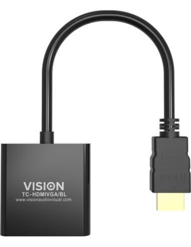 Vision TC-HDMIVGA/BL adaptador de cable de vídeo 0,23 m HDMI tipo A (Estándar) VGA (D-Sub) Negro