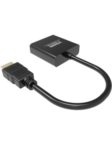 Vision TC-HDMIVGA/BL adaptador de cable de vídeo 0,23 m HDMI tipo A (Estándar) VGA (D-Sub) Negro