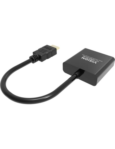 Vision TC-HDMIVGA/BL adaptador de cable de vídeo 0,23 m HDMI tipo A (Estándar) VGA (D-Sub) Negro