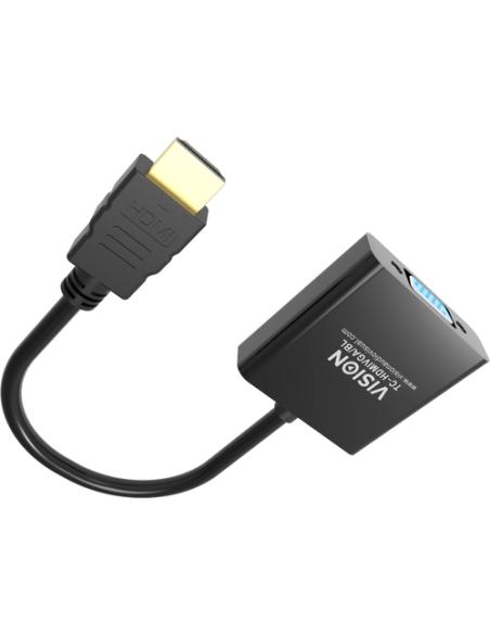 Vision TC-HDMIVGA/BL adaptador de cable de vídeo 0,23 m HDMI tipo A (Estándar) VGA (D-Sub) Negro