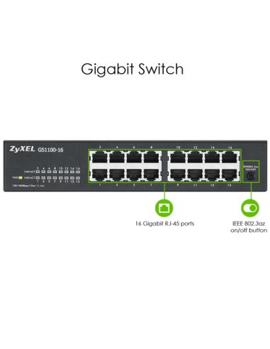 Zyxel GS1100-16 No administrado Gigabit Ethernet (10/100/1000)