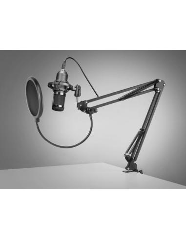 Mars Gaming MMICPRO, Micrófono PC USB, Condensador, Ultra-alta Definición Streamings, ASMR, Negro