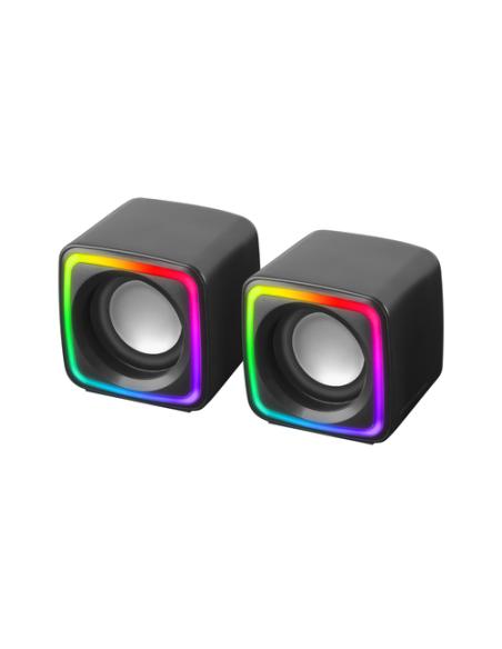 Mars Gaming MSCUBE Negro, Altavoces Gaming RGB Compactos, Procesador Sonido DSP 8W, Control Volumen