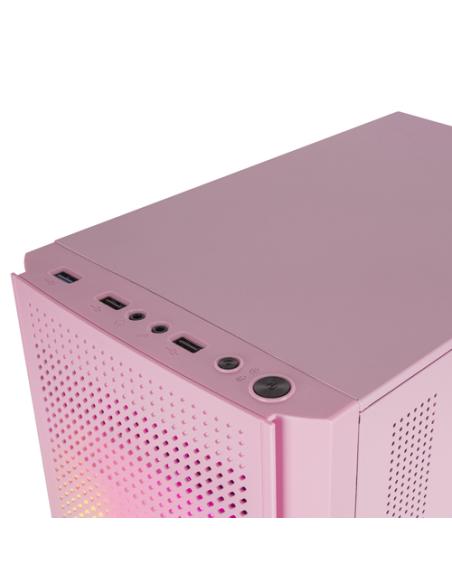 Mars Gaming MC300P Rosa, Caja PC Micro ATX, Cristal Templado, Frontal MESH, 3xVentilador FRGB