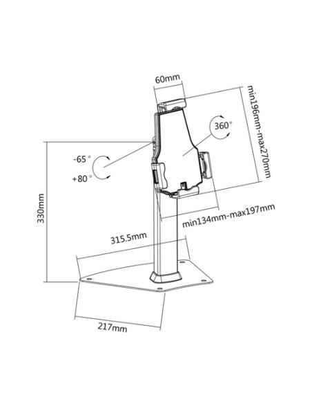AISENS Soporte Antirobo de Sobremesa Ajustable (1 Pivote) para Tablet, Negro