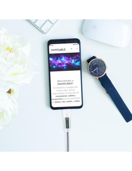 Nanocable Adaptador Lightning a Micro USB, Lightning/M-Micro B/H Blanco