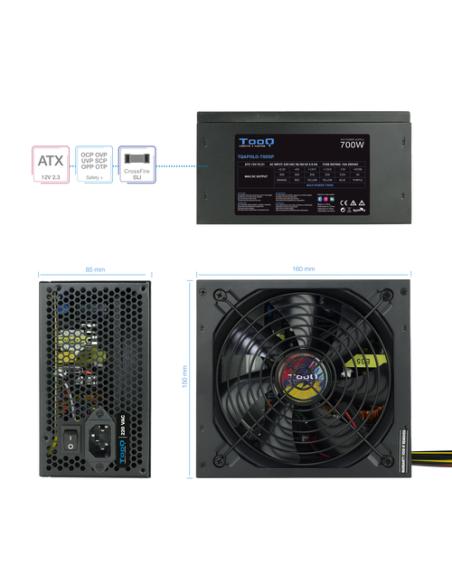 TooQ TQAPOLO-700SP unidad de fuente de alimentación 700 W 20+4 pin ATX ATX Negro
