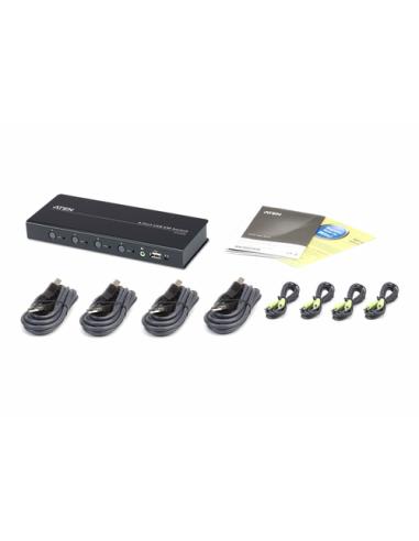 ATEN Switch KM USB de 4 puertos con Boundless Switching (cables incluidos)
