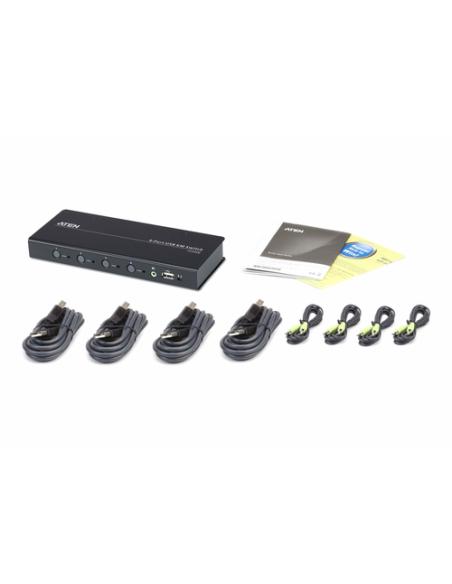 ATEN Switch KM USB de 4 puertos con Boundless Switching (cables incluidos)