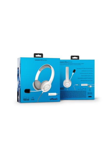 Energy Sistem 452156 auricular y casco Auriculares Alámbrico Diadema Llamadas/Música USB tipo A Blanco