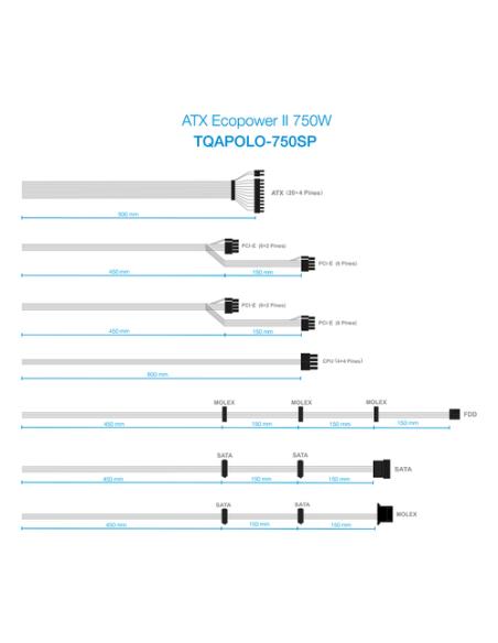 TooQ TQAPOLO-750SP unidad de fuente de alimentación 750 W 20+4 pin ATX ATX Negro