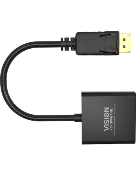 Vision TC-DPVGA/BL adaptador de cable de vídeo DisplayPort VGA (D-Sub) Negro