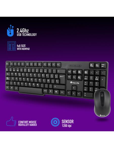 NGS EUPHORIA KIT teclado Ratón incluido Universal RF inalámbrico QWERTY Inglés Negro