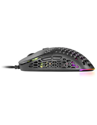 Mars Gaming MM55 Negro, Ratón Gaming RGB Chroma, Ultra-ligero 55g, 12800 DPI, Switches Mecánicos Programables HUANO