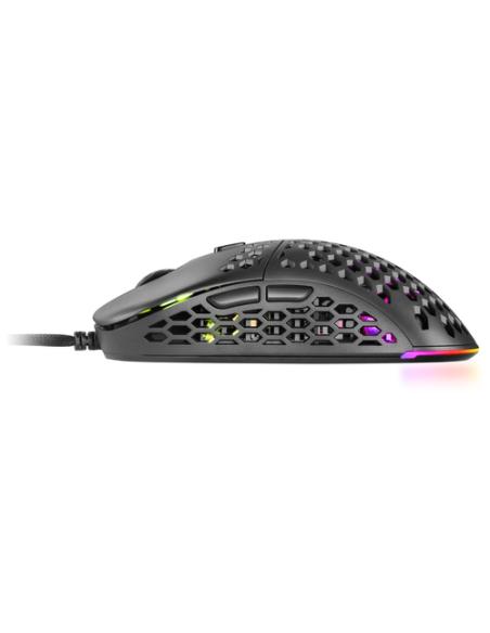 Mars Gaming MM55 Negro, Ratón Gaming RGB Chroma, Ultra-ligero 55g, 12800 DPI, Switches Mecánicos Programables HUANO
