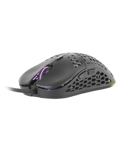 Mars Gaming MM55 Negro, Ratón Gaming RGB Chroma, Ultra-ligero 55g, 12800 DPI, Switches Mecánicos Programables HUANO