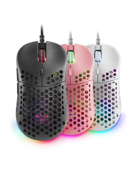 Mars Gaming MM55 Negro, Ratón Gaming RGB Chroma, Ultra-ligero 55g, 12800 DPI, Switches Mecánicos Programables HUANO