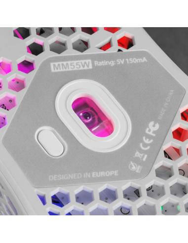 Mars Gaming MM55W, Ratón Inalámbrico Gaming RGB Chroma, Ultra-ligero 55 g, 12800 DPI, Switches Mecánicos Programables HUANO, Bla
