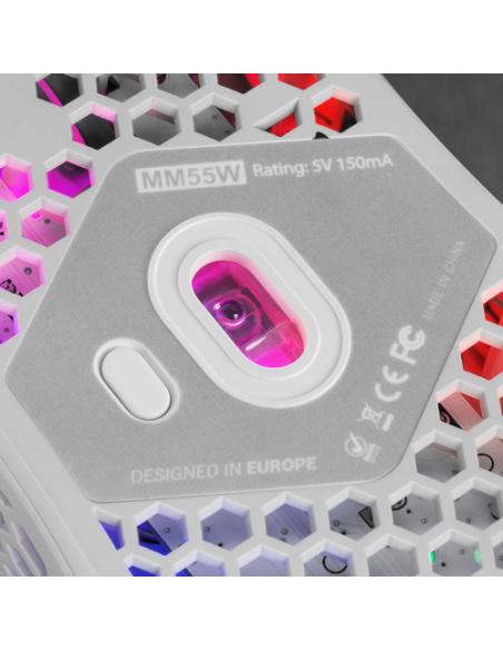 Mars Gaming MM55W, Ratón Inalámbrico Gaming RGB Chroma, Ultra-ligero 55 g, 12800 DPI, Switches Mecánicos Programables HUANO, Bla