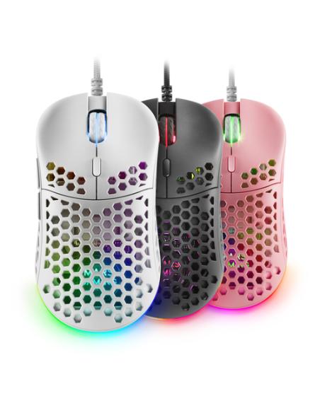 Mars Gaming MM55W, Ratón Inalámbrico Gaming RGB Chroma, Ultra-ligero 55 g, 12800 DPI, Switches Mecánicos Programables HUANO, Bla
