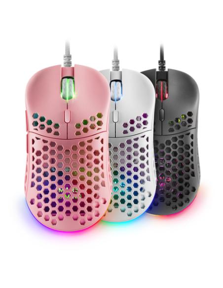 Mars Gaming MM55P, Ratón Gaming inalambrico RGB Chroma, Ultra-ligero 55 g, 12800 DPI, Switches Mecánicos Programables HUANO, Ros