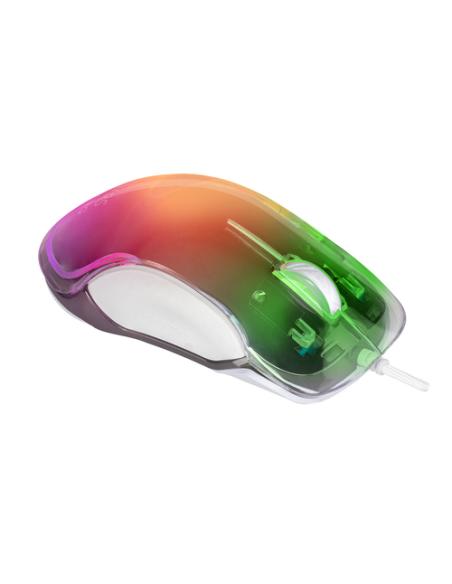 Mars Gaming MMGLOWW, Ratón Gaming RGB Chroma-Glow, Acabado Espejo, Ultraligero, 12800 DPI, Blanco