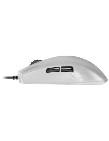 Mars Gaming MMRW, Ratón Gaming RGB Chroma, Estructura Translúcida Ultra-ligera 58 g, 12800 DPI, Switches Mecánicos HUANO, Blanco