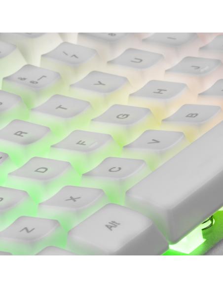 Mars Gaming MCPXWFR, Combo Teclado H-Mech FRGB, Ratón Ultraligero 10000DPI y Alfombrilla XXL, Blanco, Idioma Francés