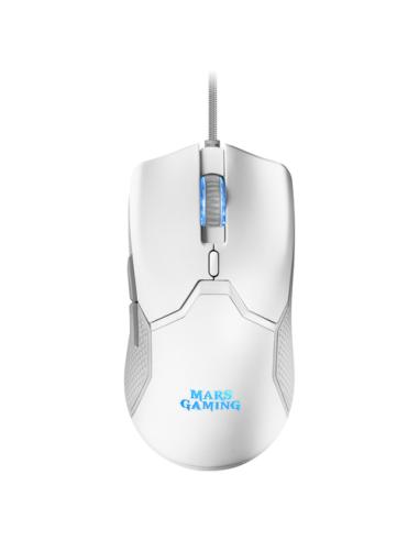 Mars Gaming MCPXWFR, Combo Teclado H-Mech FRGB, Ratón Ultraligero 10000DPI y Alfombrilla XXL, Blanco, Idioma Francés