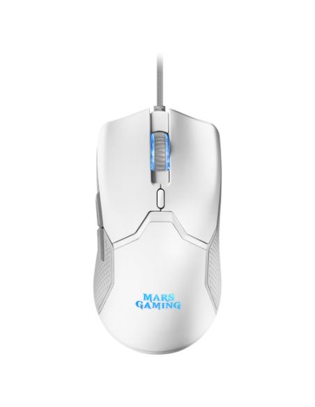 Mars Gaming MCPXWFR, Combo Teclado H-Mech FRGB, Ratón Ultraligero 10000DPI y Alfombrilla XXL, Blanco, Idioma Francés