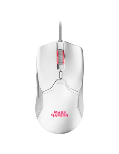 Mars Gaming MCPXWFR, Combo Teclado H-Mech FRGB, Ratón Ultraligero 10000DPI y Alfombrilla XXL, Blanco, Idioma Francés