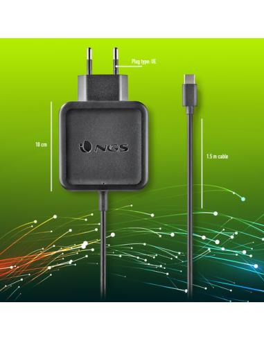 NGS ﻿﻿W-45W TYPEC Portátil, Smartphone, Tableta Negro Corriente alterna Interior