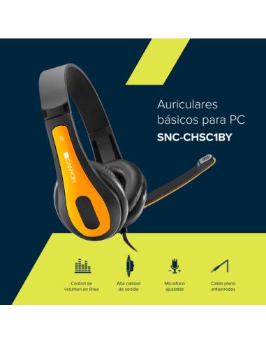 Canyon Auricular HSC-1 PC Mic Flat 2m Negro/Amarillo