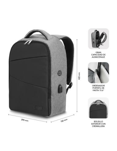 SUBBLIM Mochila Antirrobo Secure V2 AP Antitheft Backpack Gris/Negra
