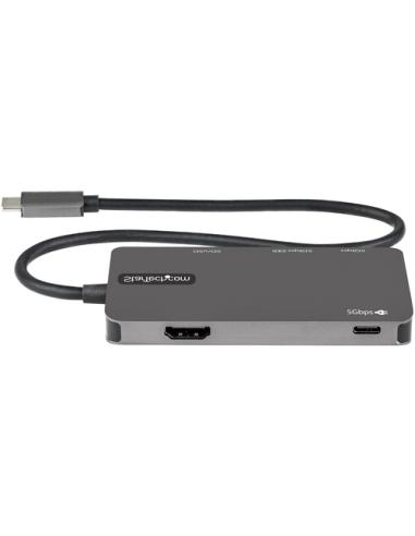 StarTech.com Adaptador Multipuertos USB C - USB C a HDMI de 4K - 100W de Entrega de Alimentación PD - SD - MicroSD - Hub Ladrón 