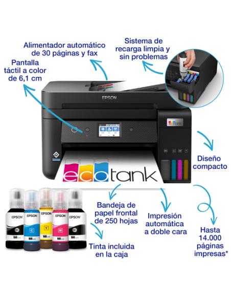 Epson EcoTank Impresora multifunción ET-4850 A4 con depósito de tinta, conexión Wi-Fi
