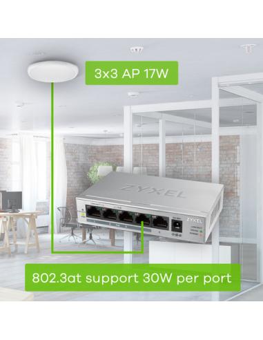 Zyxel GS1005HP No administrado Gigabit Ethernet (10/100/1000) Energía sobre Ethernet (PoE) Plata