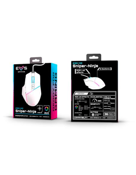Energy Sistem ESG M2 Sniper-Ninja ratón Juego mano derecha USB tipo A Óptico 6400 DPI