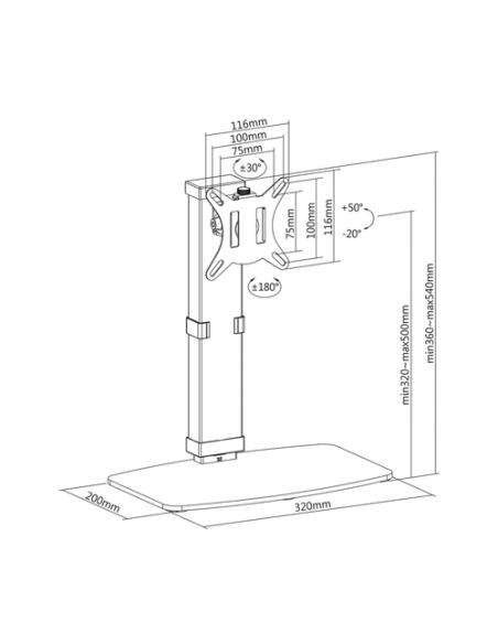 AISENS Soporte De Mesa Eco Giratorio E Inclinable Para Monitor/tv 8kg De 17-32, Negro
