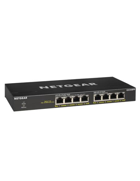 NETGEAR GS308PP No administrado Gigabit Ethernet (10/100/1000) Energía sobre Ethernet (PoE) Negro