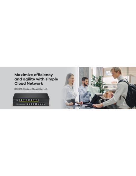Zyxel GS1915-8EP Gestionado L2 Gigabit Ethernet (10/100/1000) Energía sobre Ethernet (PoE) Negro