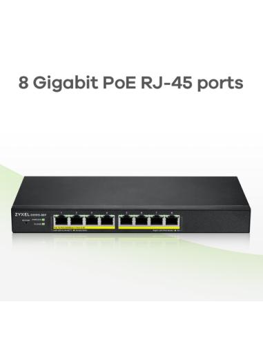 Zyxel GS1915-8EP Gestionado L2 Gigabit Ethernet (10/100/1000) Energía sobre Ethernet (PoE) Negro